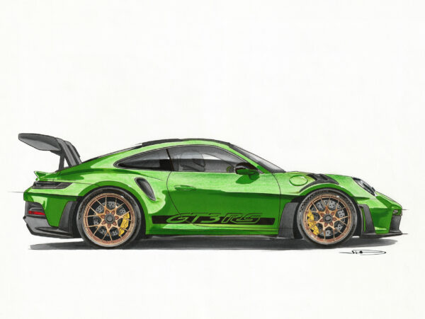 PORSCHE 911 (992) GT3 RS verte _ Œuvre originale