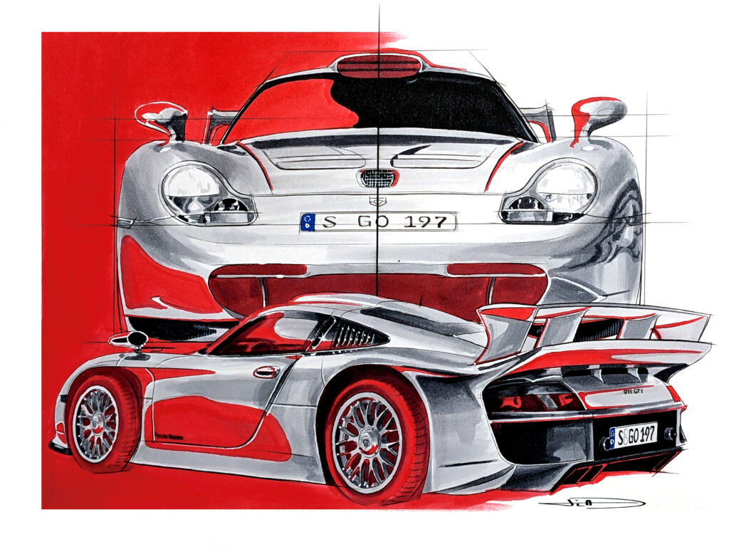 PORSCHE 911 GT1 Straßenversion _ Œuvre originale